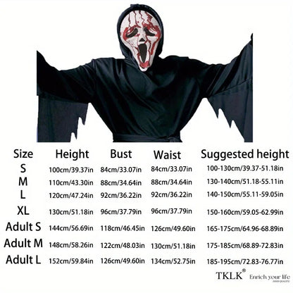 1 Set Halloween costumes with loud screams, horror movies cosplay outfits, scary clothes, masks, gloves - perfect for Halloween