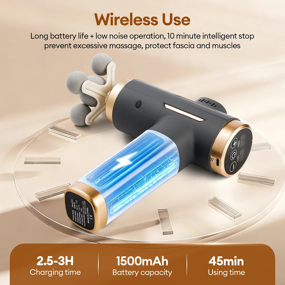 11-in-1 Electric Massage Gun – 99-Level Deep Tissue Percussion Massager with Fast Charging
