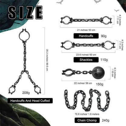 Halloween Costume Chain & Cuff Prop Set – Plastic Prisoner & Zombie Accessories