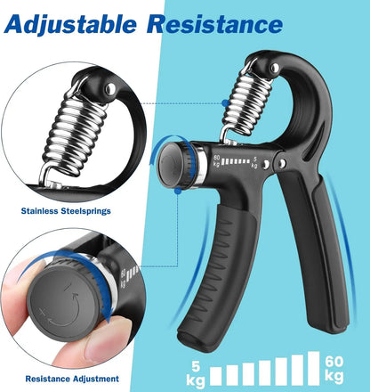 Grip Strength Trainer Hand Grip Exerciser Strengthener with Adjustable Resistance 11-132 Lbs (5-60kg) Forearm Strengthener