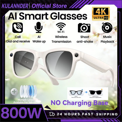Smart AI Glasses – 8K Camera, Real-Time Translator & Photo/Video Recording Wearable