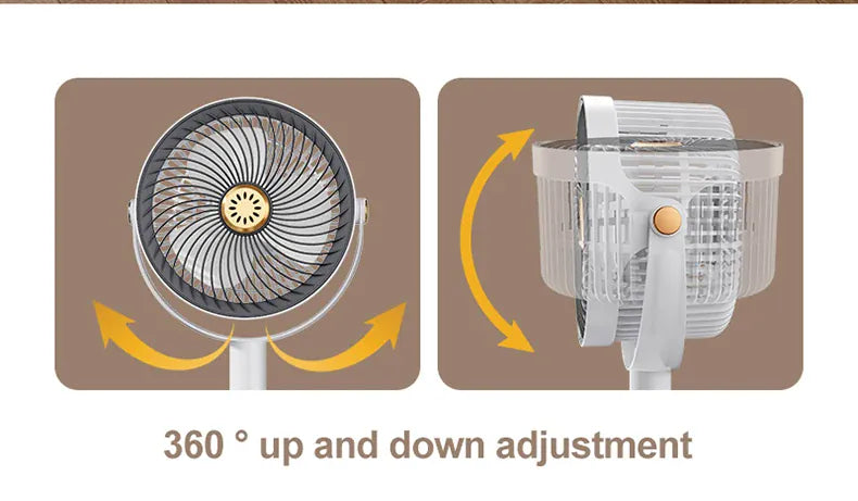 Wireless Portable Fan – Height Adjustable, USB Rechargeable, High Power for Camping & Travel