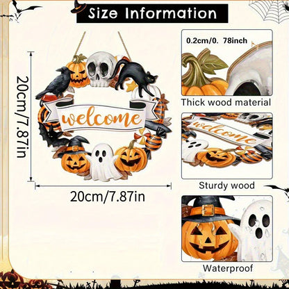 Halloween Black Cat Wooden Sign – Spooky 2D Decorative Plaque for Home & Porch