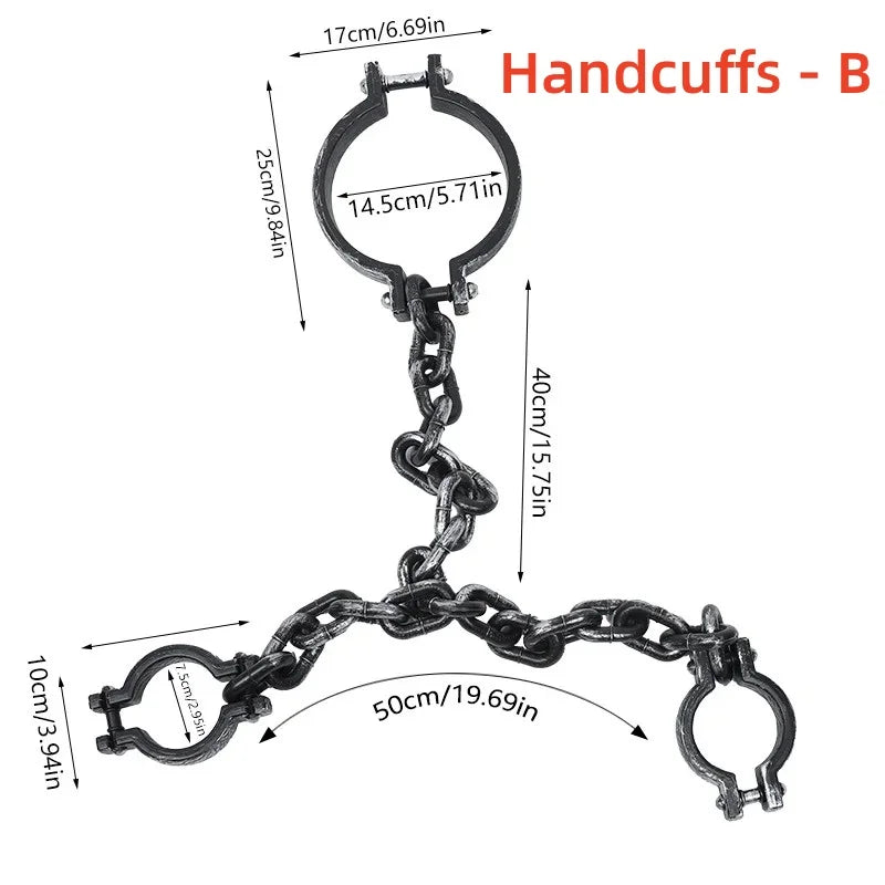 Halloween Costume Chain & Cuff Prop Set – Plastic Prisoner & Zombie Accessories