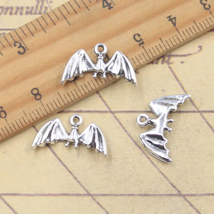 20pcs Charms Halloween Bat 11x19mm Antique Silver Color Pendants Making DIY Handmade Tibetan Finding Jewelry