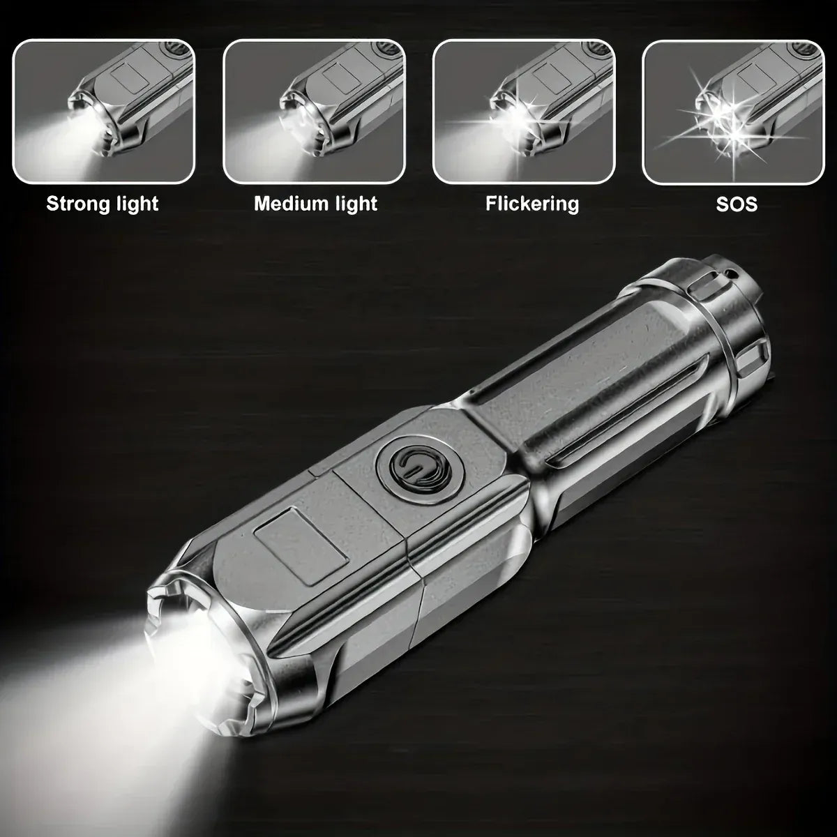 Compact LED Flashlight – USB Rechargeable, Waterproof & Zoomable | Camping, Fishing & Everyday Carry