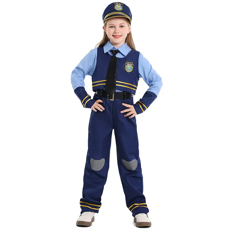 Kids Police Costume Set – Boys & Girls Halloween Cosplay Outfit | Sizes XS (2–4Y) to XL (10–12Y)