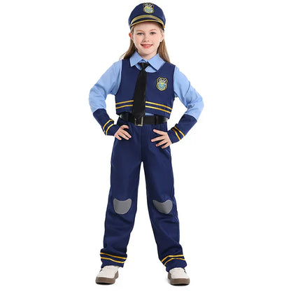 Kids Police Costume Set – Boys & Girls Halloween Cosplay Outfit | Sizes XS (2–4Y) to XL (10–12Y)