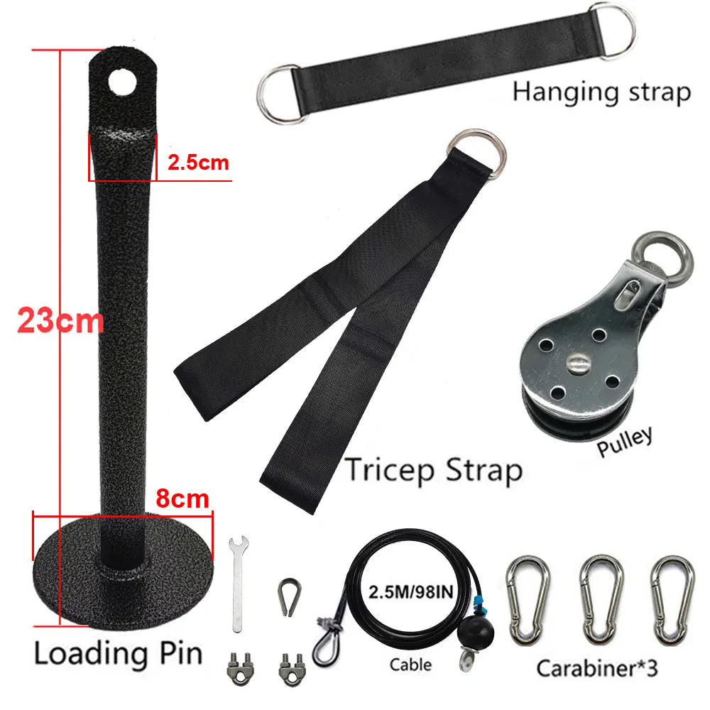 Fitness Pulley Cable Machine System DIY Gym Attachment Adjustable 2.5m Cable Workout Arm Biceps Triceps Hand Training Equipment