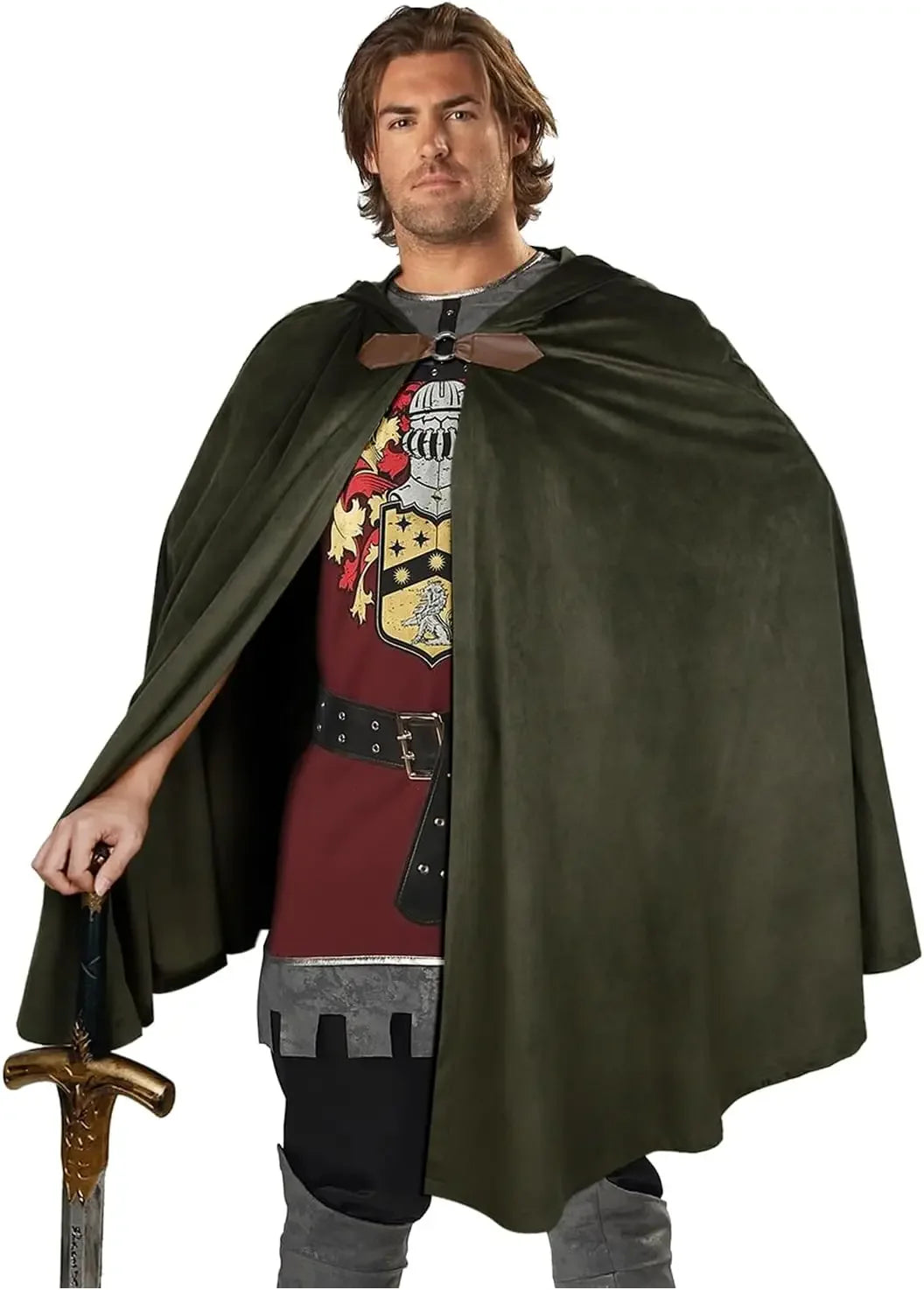 FashionMedieval Velvet Hooded Cloak - Renaissance Cape with Hood Vintage Capelet Halloween Sorcerer Costume