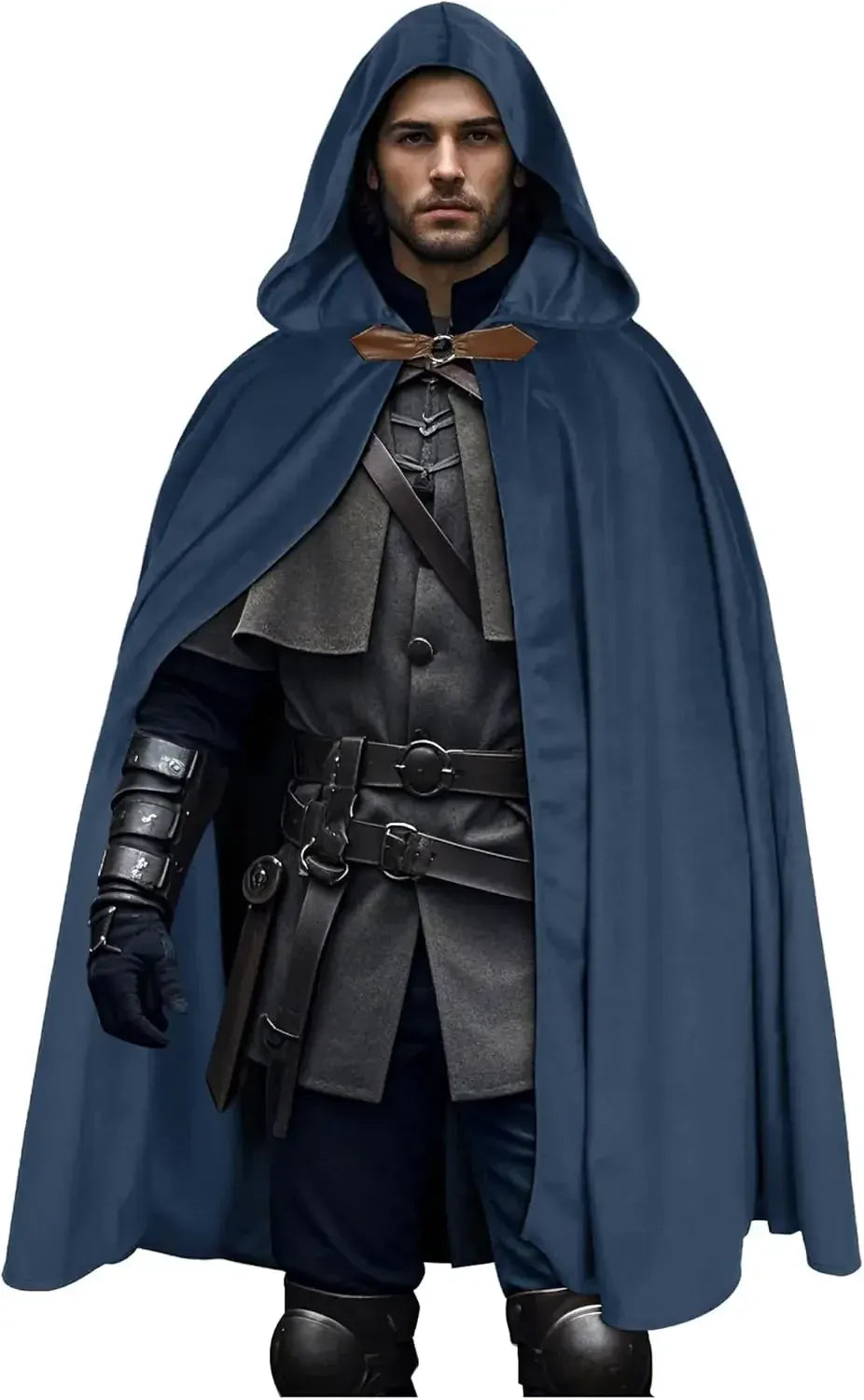 FashionMedieval Velvet Hooded Cloak - Renaissance Cape with Hood Vintage Capelet Halloween Sorcerer Costume