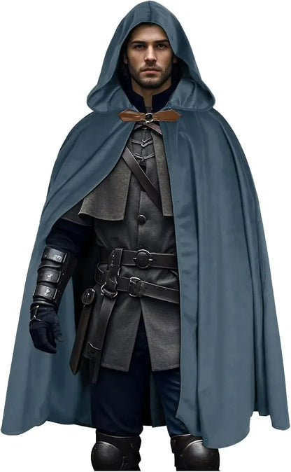 FashionMedieval Velvet Hooded Cloak - Renaissance Cape with Hood Vintage Capelet Halloween Sorcerer Costume