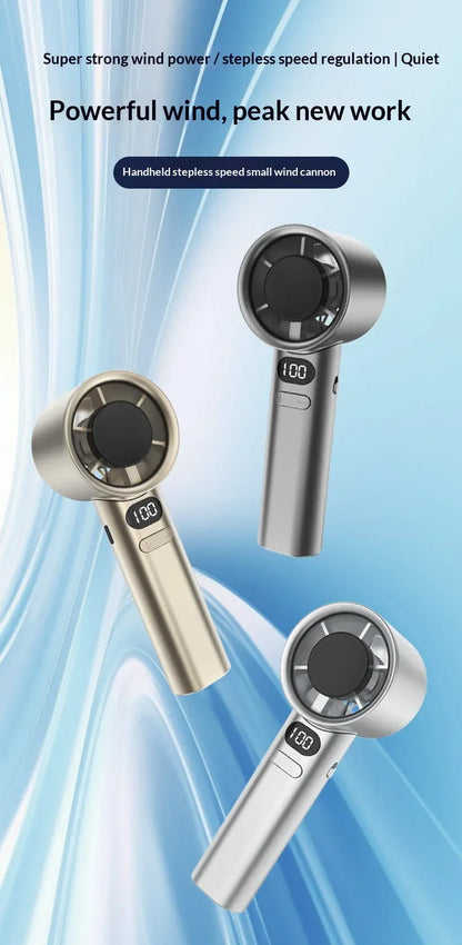 Portable Handheld Ice Cooling Fan — USB Rechargeable, 6-Hour Battery, 120-Speed Control