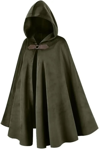 FashionMedieval Velvet Hooded Cloak - Renaissance Cape with Hood Vintage Capelet Halloween Sorcerer Costume