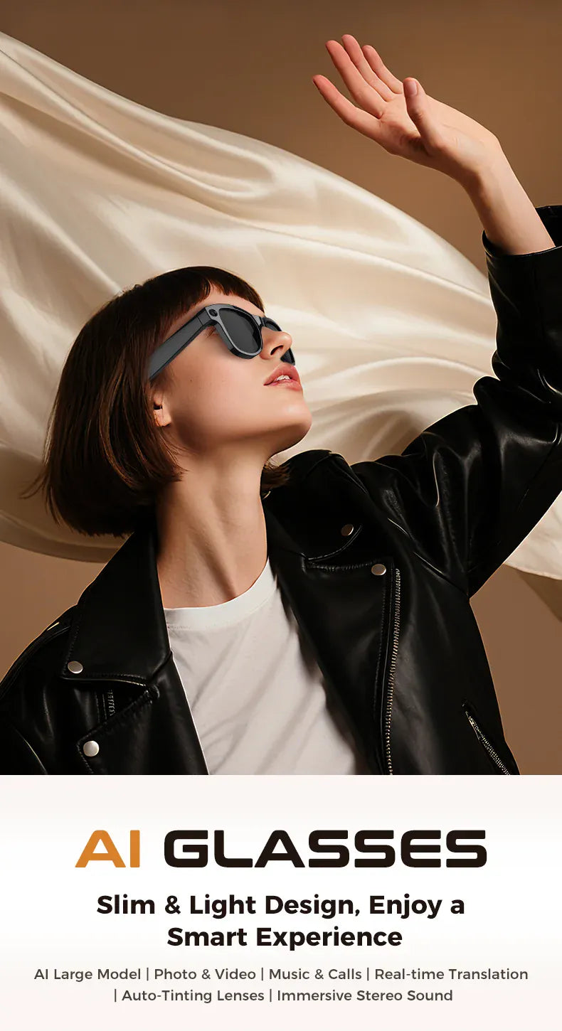 Smart AI Glasses – 8K Camera, Real-Time Translator & Photo/Video Recording Wearable