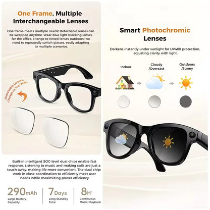 Smart AI Glasses – 8K Camera, Real-Time Translator & Photo/Video Recording Wearable