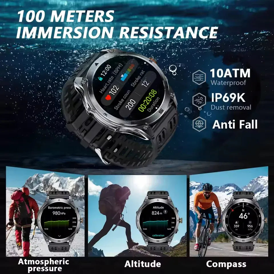 Military GPS Smartwatch for Men – Altimeter, Dual-Band GNSS & Bluetooth | Wahooly Military GPS Smartwatch for Men – Dual-Band GNSS, Altimeter, 10ATM & Bluetooth Calling