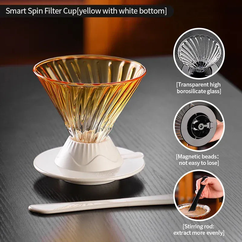 Bincoo Coffee Filter Cup Smart Filter Glass Filter Hand Brew Funnel with Stirrer Coffee Utensil Espresso Cold Brew Reusable Cone Bincoo Coffee Filter Cup Smart Filter Glass Filter Hand Brew Funnel with Stirrer Coffee Utensil Espresso Cold Brew Reusable Cone