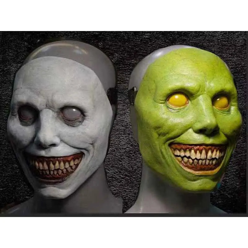 Halloween Horror Mask Toys Simulation Demon Cosplay Party Dress Up Props Accessories White Green Latex Prank Scare Scary Mask