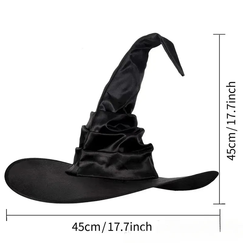 Halloween Witch Hat - Foldable Wizard Cosplay Headgear, Black Devil Cap for Adults Women Men, Party Costume & Decor