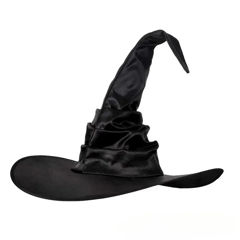 Halloween Witch Hat - Foldable Wizard Cosplay Headgear, Black Devil Cap for Adults Women Men, Party Costume & Decor
