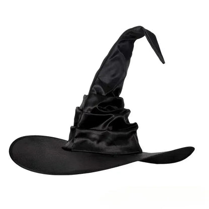 Halloween Witch Hat - Foldable Wizard Cosplay Headgear, Black Devil Cap for Adults Women Men, Party Costume & Decor