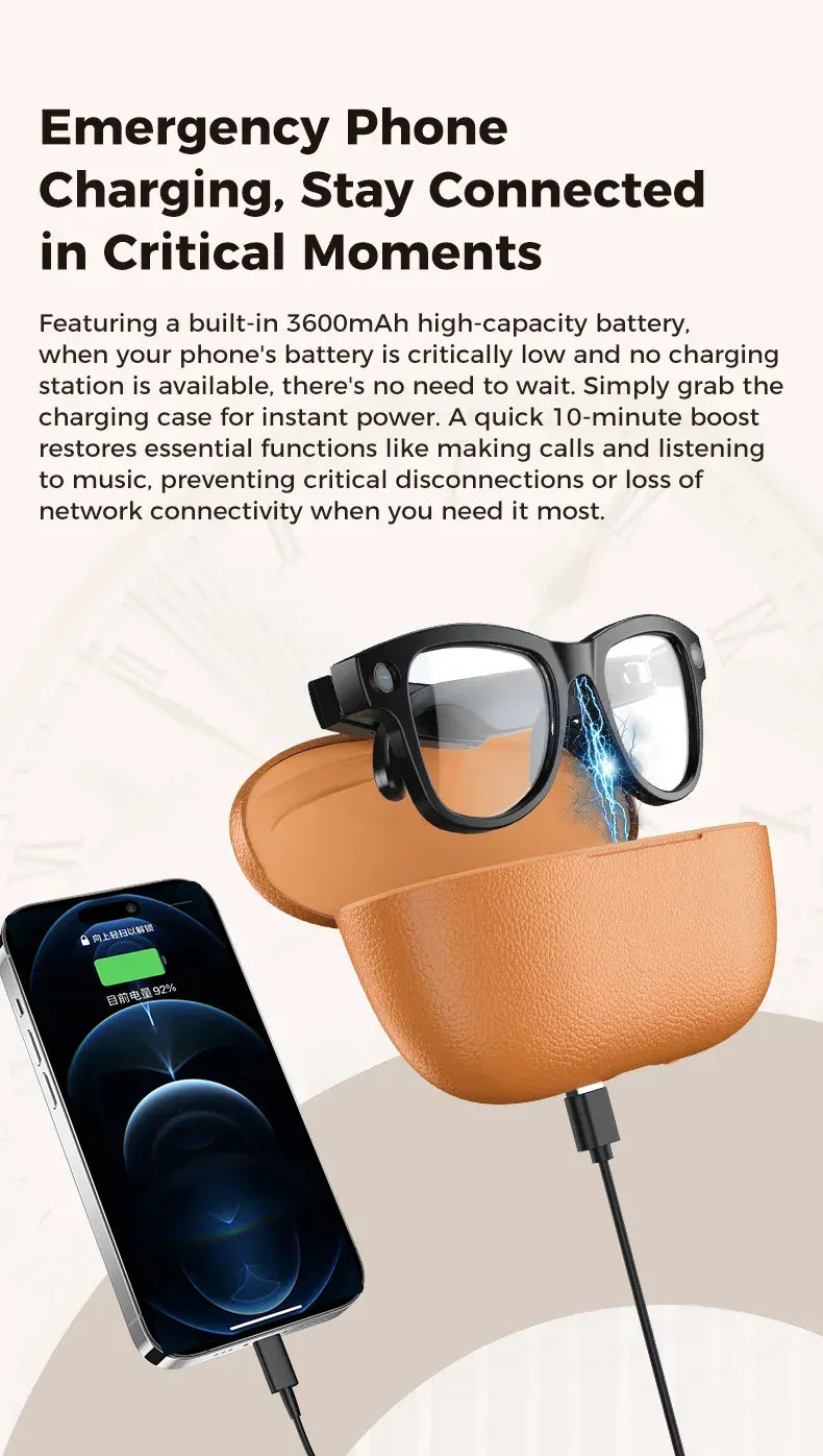 Smart AI Glasses – 8K Camera, Real-Time Translator & Photo/Video Recording Wearable