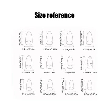 Long Almond Press-On Nails - Contrasting Sweet Design | Wahooly 24 long almond shaped press on nails with contrasting sweet fake nails, 1 nail glue and 1 nail file