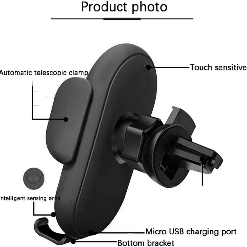 30W Wireless Car Charger Mount – Auto-Clamp 360° Air Vent Phone Holder | Wahooly 30W Wireless Car Charger Mount – Auto-Clamp, 360° Rotating Air Vent Phone Holder