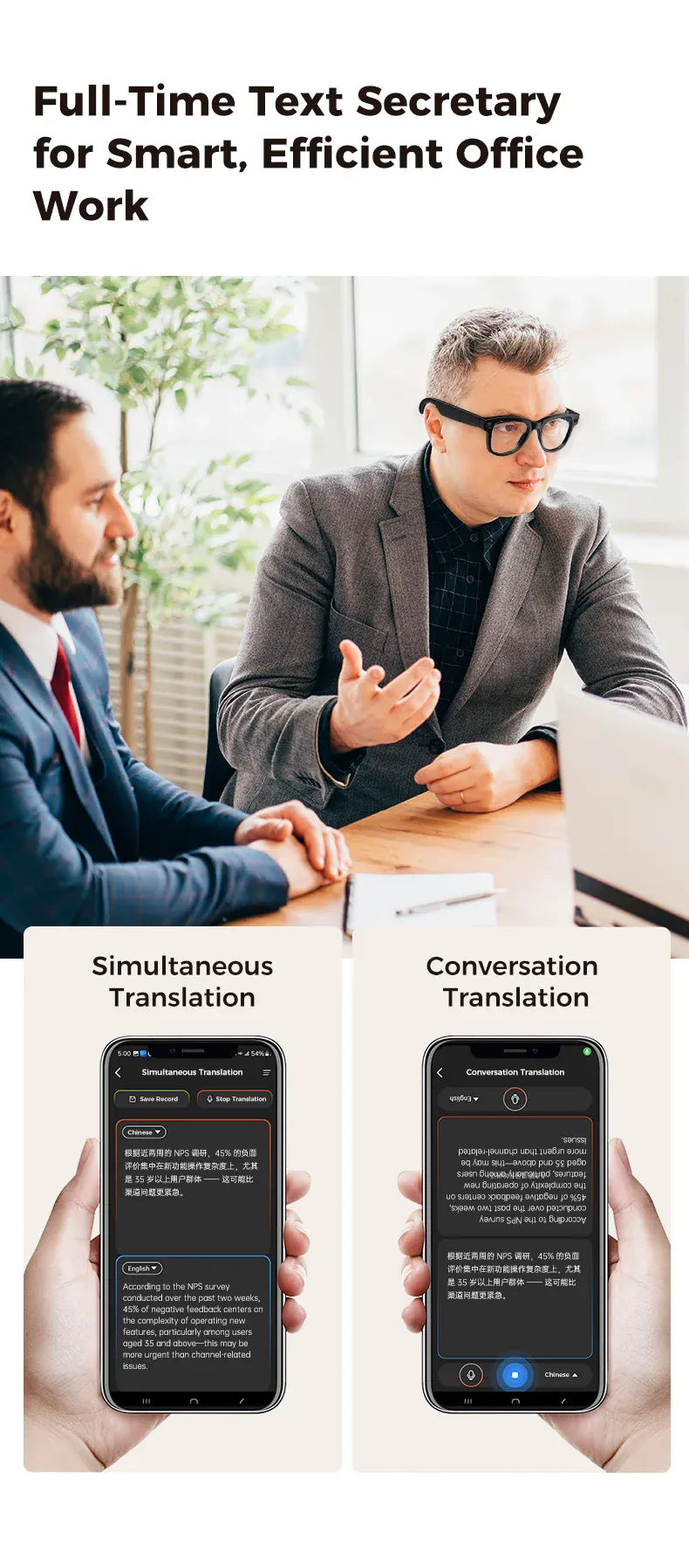 Smart AI Glasses – 8K Camera, Real-Time Translator & Photo/Video Recording Wearable
