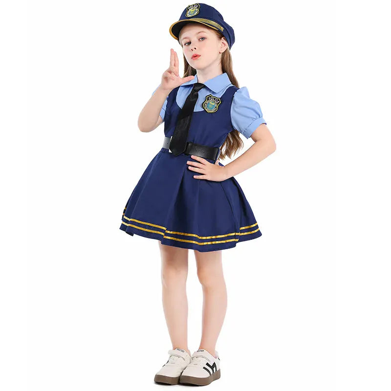 Kids Police Costume Set – Boys & Girls Halloween Cosplay Outfit | Sizes XS (2–4Y) to XL (10–12Y)