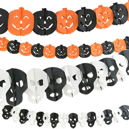 Halloween Banner Garland – Pumpkin Ghost Bat Paper Party Decoration