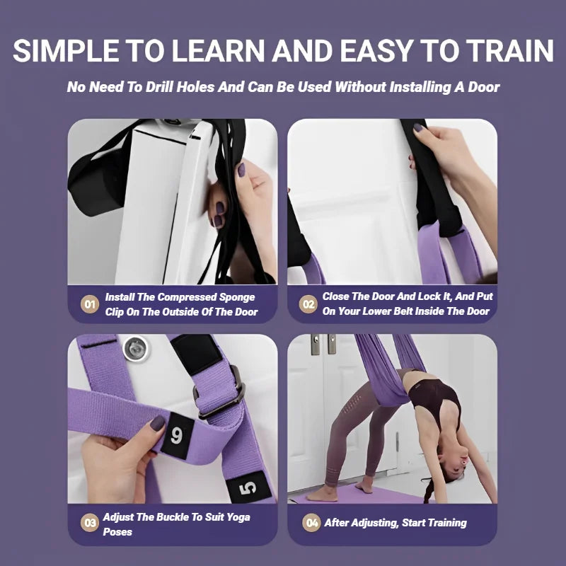 Aerial Yoga Strap – Adjustable Door-Mount Pull Rope for Yoga, Stretching & Splits Training
