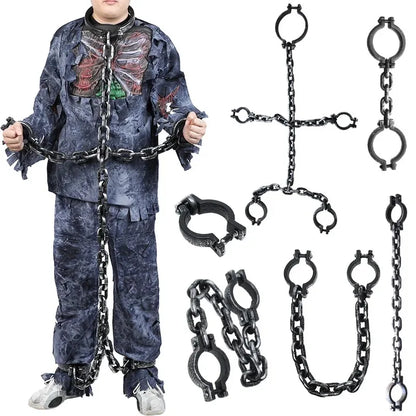 Halloween Costume Chain & Cuff Prop Set – Plastic Prisoner & Zombie Accessories
