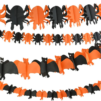 Halloween Banner Garland – Pumpkin Ghost Bat Paper Party Decoration