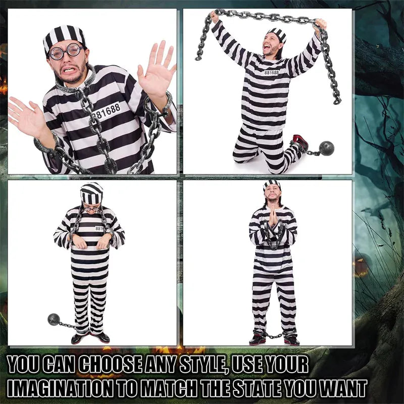 Halloween Costume Chain & Cuff Prop Set – Plastic Prisoner & Zombie Accessories