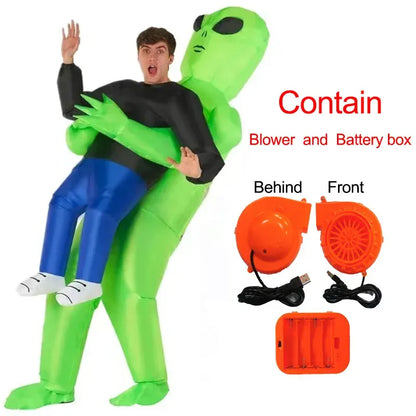 Inflatable Alien Halloween Costume – Scary Green Monster Suit for Kids & Adults | Small (120–150 cm) & Large (150–190 cm)