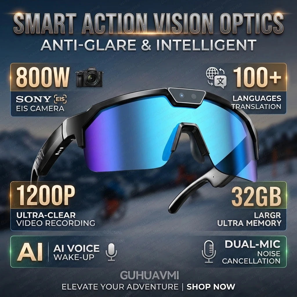 Smart Glasses with 4K HD Camera – Anti-Shake Recording, 3D Stereo Audio & Wearable Tech