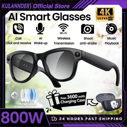 Smart AI Glasses – 8K Camera, Real-Time Translator & Photo/Video Recording Wearable