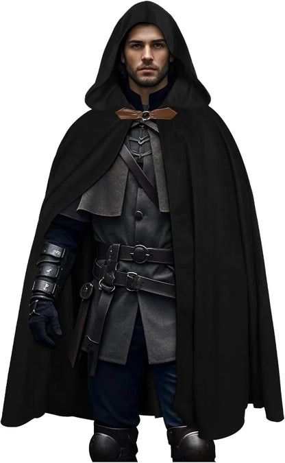 FashionMedieval Velvet Hooded Cloak - Renaissance Cape with Hood Vintage Capelet Halloween Sorcerer Costume