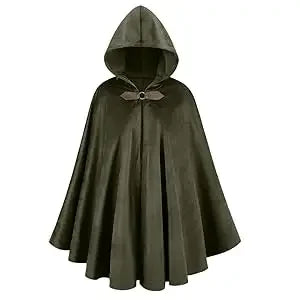 FashionMedieval Velvet Hooded Cloak - Renaissance Cape with Hood Vintage Capelet Halloween Sorcerer Costume