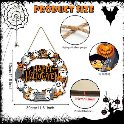 Halloween Black Cat Wooden Sign – Spooky 2D Decorative Plaque for Home & Porch