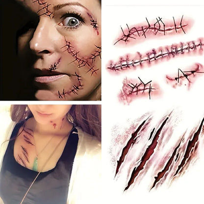 Halloween Scar Temporary Tattoos – Realistic Wound & Scar Costume Stickers