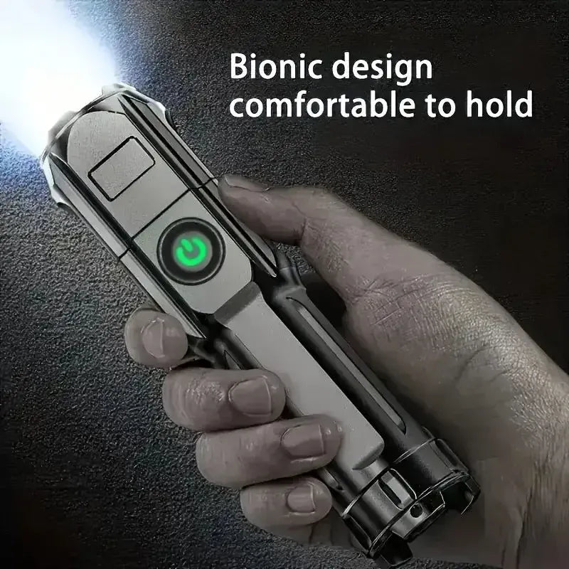 Compact LED Flashlight – USB Rechargeable, Waterproof & Zoomable | Camping, Fishing & Everyday Carry