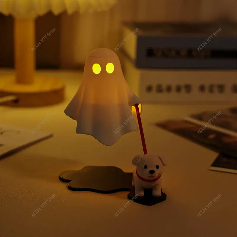 Ghost Dog LED Night Light – 3D Printed Warm Glow Spooky Desk Lamp