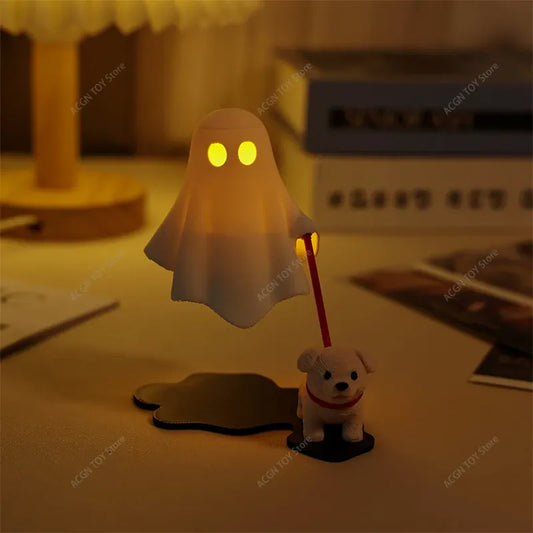 Ghost Dog LED Night Light – 3D Printed Warm Glow Spooky Desk Lamp