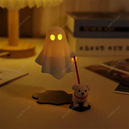 Ghost Dog LED Night Light – 3D Printed Warm Glow Spooky Desk Lamp