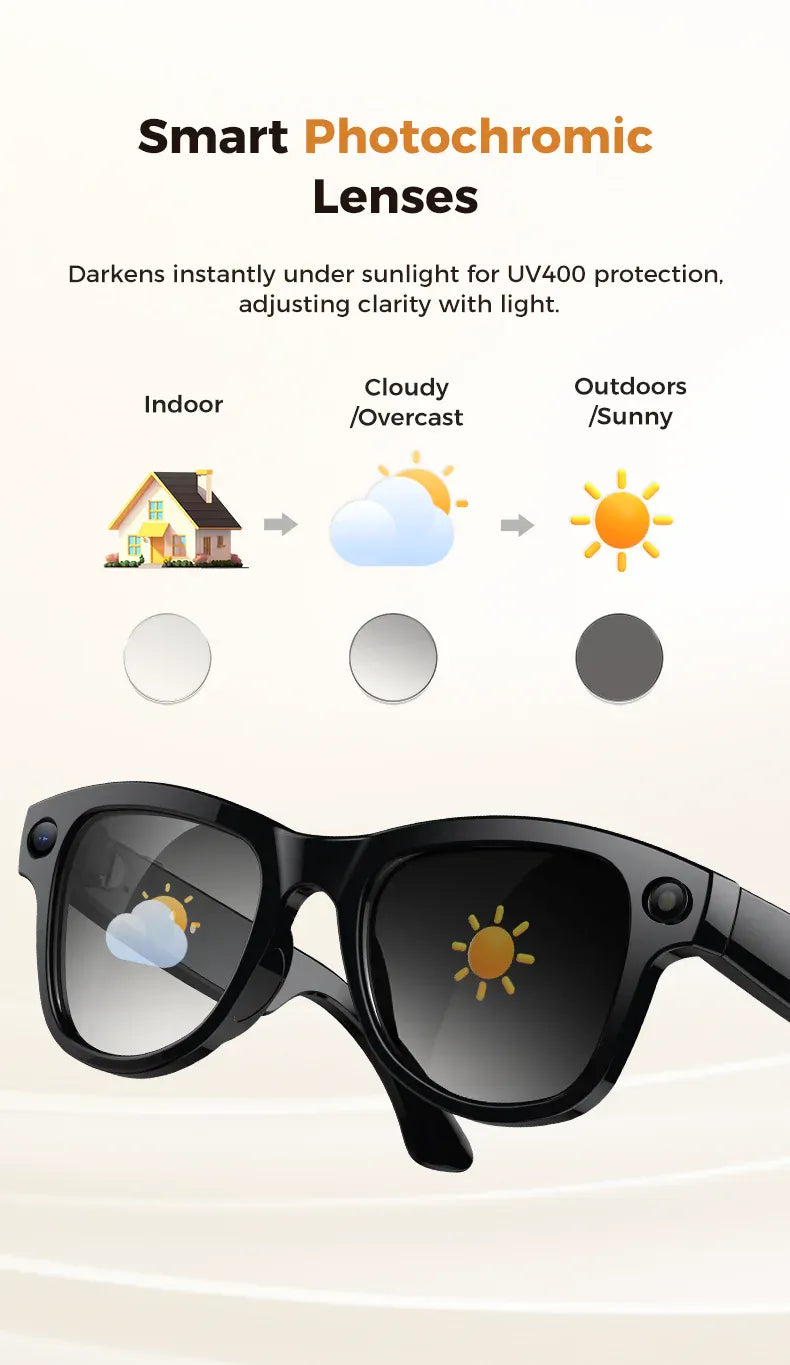 Smart AI Glasses – 8K Camera, Real-Time Translator & Photo/Video Recording Wearable