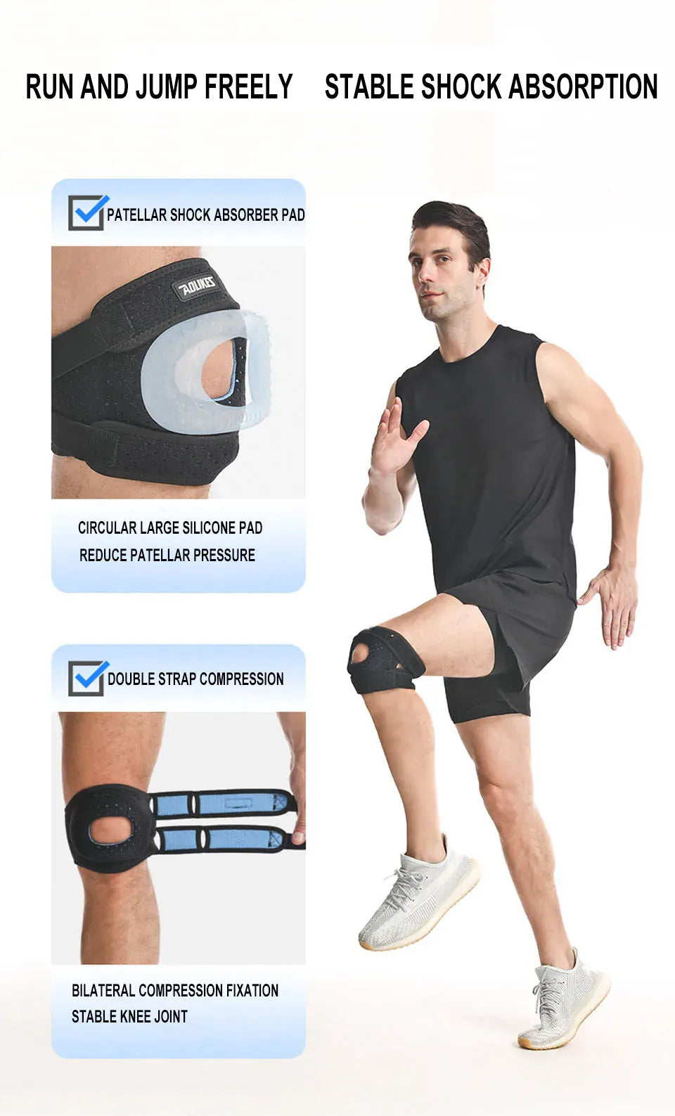 AOLIKES 1PCS Patella Knee Brace Patellar Tendon Support Strap with Gel Pad - Knee Pain,Arthritis,Tendonitis,Knee Stabilizer