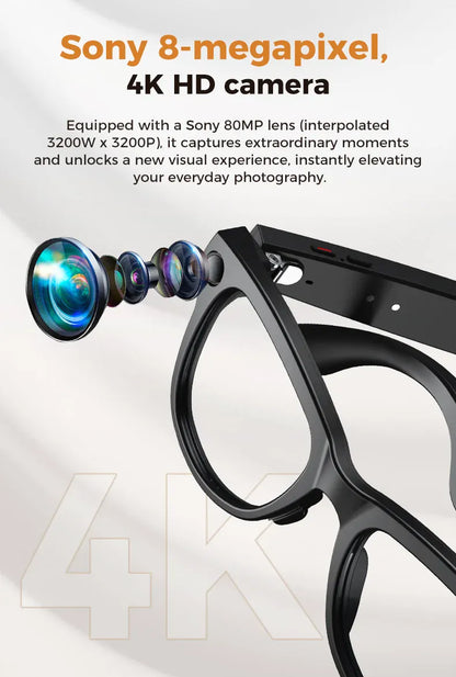 Smart AI Glasses – 8K Camera, Real-Time Translator & Photo/Video Recording Wearable